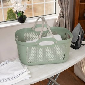 Светлозелен пластмасов кош за пране 45 l – Addis