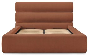 Оранжево тапицирано двойно легло с място за съхранение с решетка 180x200 cm Jagna - Bobochic Paris