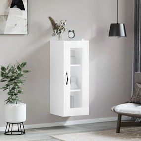 835004 vidaXL Стенен шкаф бял гланц 34,5x34x90 см