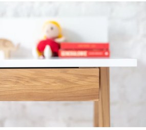 Бяло бюро с основа от ясенова дървесина, дължина 65 cm Luka - Ragaba