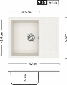Eurolux FERETA 62.1 SI Композитна мивка за вграждане