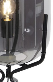 Интелигентна подова лампа черна с WiFi A60 опушено стъкло - Bliss