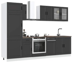 3314812 vidaXL Комплект кухненски шкафове от 8 части "Porto", черно инженерно дърво