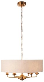 Endon 110722 - Полилей на верига HIGHCLERE 6xE14/40W/230V бежов/месинг Ø 55 см