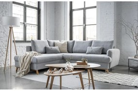 Светлосив разтегателен/с място за съхранение ъглов диван (ляв ъгъл/L форма) Scandic Lagom – Miuform