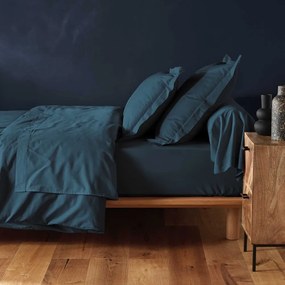 Син еластичен памучен чаршаф 160x200 cm Lina – douceur d'intérieur