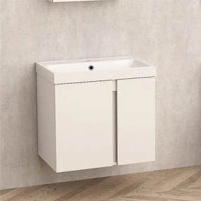 Висящ конзолен шкаф за баня ICP 6087 "ЗОРА" Inter Ceramic, 60x41x50см, с умивалник, PVC, бял, с две врати