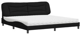 3208557 vidaXL Легло с матрак Hvar, черно, 200x200 см, плат