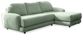 Светлозелен ъглов разтегателен диван (десен ъгъл) с подложка за крака Comfy Claude - Miuform