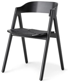 Черен трапезен стол от букова дървесина с черна ратанова седалка Findahl от Hammel Mette - Hammel Furniture