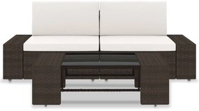 49517 vidaXL Градински комплект, 3 части, кафяв полиратан