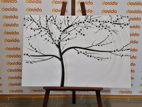 Картина на платно – Модерно черно-бяло дърво на абстрактен фон