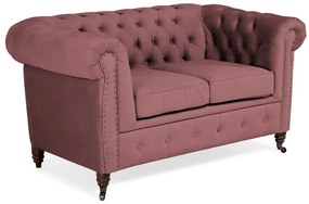 Диван Chesterfield в цвят рустик розово, двуместен 150х86х80 см