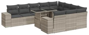 3326873 vidaXL Градински комплект с възглавници, 11 части, светлосив полиратан