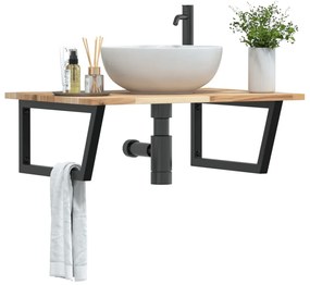 3302895 vidaXL Стенен рафт за мивка, стомана и масивно дърво акация