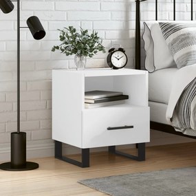 827484 vidaXL Нощно шкафче, бяло, 40x35x47,5 см, инженерно дърво