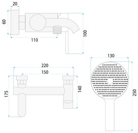 Смесител за вана Rea FOSTER Nickel Brush