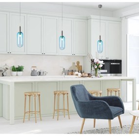 Синьо LED висящо осветително тяло със стъклен абажур ø 13 cm Fiuggi – Candellux Lighting