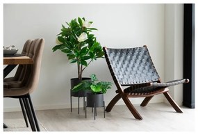 Черно кожено кресло с плетка Perugia - House Nordic