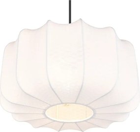 Бяло метално висящо осветително тяло с текстилен абажур ø 40 cm Madleine – Reality