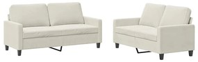 3201504 vidaXL Комплект дивани от 2 части с възглавници, кремав, кадифе