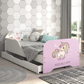 Детско легло MIKI 160 x 80 cm с мотив на розов еднорог