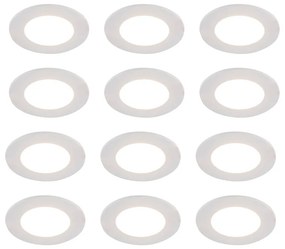 Комплект от 12 бели вградени спотове Вкл. LED Dim to Warm 7W IP65 - Blanca