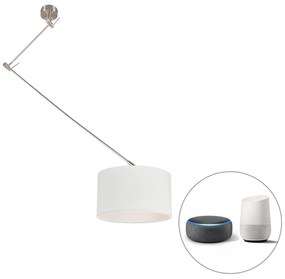 Интелигентен окачен аплик стомана с абажур бял 35 см с Wi-Fi A60 - Blitz