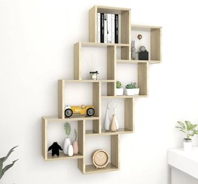 807181 vidaXL Стенен кубичен рафт, дъб сонома, 90x15x119 см, инженерно дърво