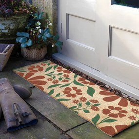 Изтривалка от кокосови влакна 40x120 cm Red &amp; Green Floral – Artsy Doormats