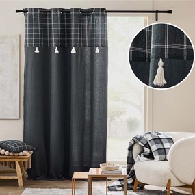 Антрацитно перде със смес от памук 140x240 cm Everest – douceur d'intérieur