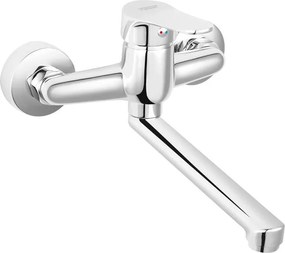 Едноръкохватков смесител Isso за кухненски умивалник, за стенен монтаж, хром, BIS5