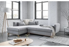Светлосив разтегателен/с място за съхранение ъглов диван (ляв ъгъл/L форма) Scandic Lagom – Miuform