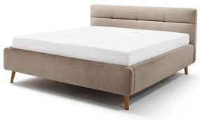 Бежово двойно легло 160x200 cm тапицирано с място за съхранение с включена подматрачна рамка Lotte – Meise Möbel