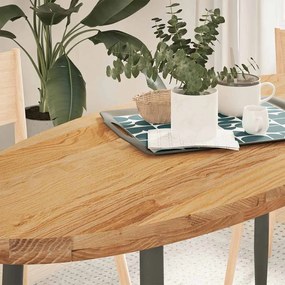 4009052 vidaXL Плот за маса, светлокафяв, 140x60x4 см, дъб масив, овална