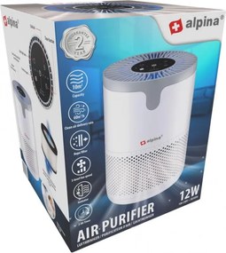 Пречиствател на въздух Alpina, 12W, До 10 кв. м, 60 м3/ч, HEPA 13, Йонизация, Таймер, Бял