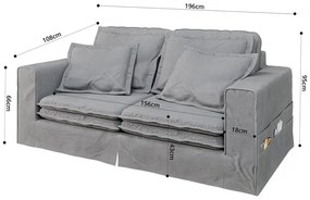 Светлосив диван 196 cm Nora – Ropez