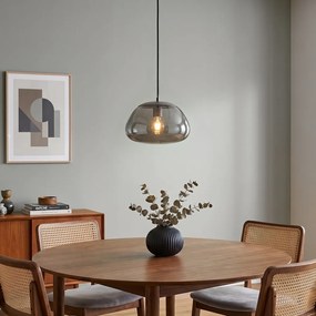 Ретро висяща лампа цвят оръжеен метал с опушено стъкло - Жизел
