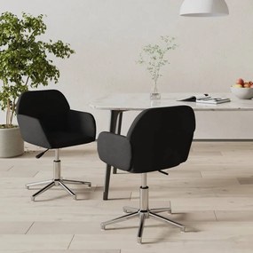 3103038 vidaXL Въртящи се трапезни столове, 2 бр, черни, текстил