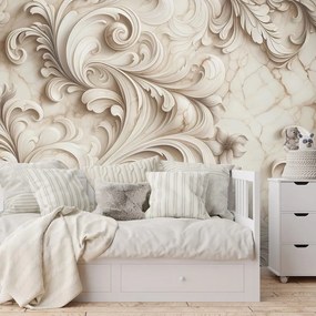 Самозалепващ тапет – Елегантни бежови орнаменти върху мрамор