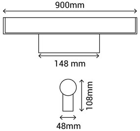 Черна стенна лампа, дължина 90 cm Caspio - SULION