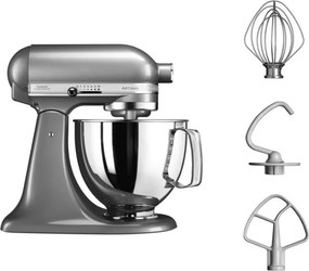 Планетарен миксер KitchenAid Artisan Elegance 5KSM125ECU Contour silver, 300W, 4.8 л, Direct drive, 10 скорости, Сив металик