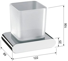 Матово черна стенна стъклена чаша за четки за зъби Flori – Sapho