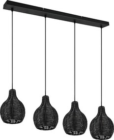 Reality - Полилей на кабел SPROUT 4xE14/30W/230V черен/ратан