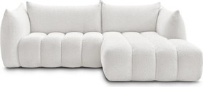 Бял ъглов диван от прежда с примки от букле (десен ъгъл) Azra – Bobochic Paris