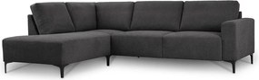 Антрацитен шенилов ъглов диван (ляв ъгъл/L форма) Fabian – Scandic