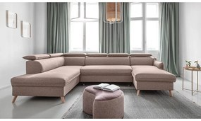 Бежов разтегателен диван в буквата "U", ляв ъгъл Sweet Harmony - Miuform