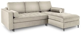 Бежов кадифен ъглов диван, десен ъгъл Santo - Milo Casa