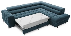 Син сгъваем/с място за съхранение ъглов диван от прежда с примки от букле (десен ъгъл/L форма) Ferucce – ELTAP