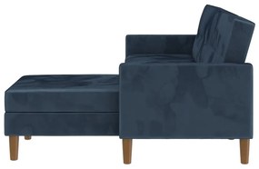 Син кадифен разтегателен ъглов диван (променлив) Lilly – Støraa